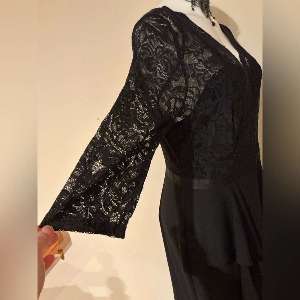 MISSMAY Mother Of The Bride Black Lace Long Side Slit Evening Gown Dress Sz XL - Picture 9 of 16